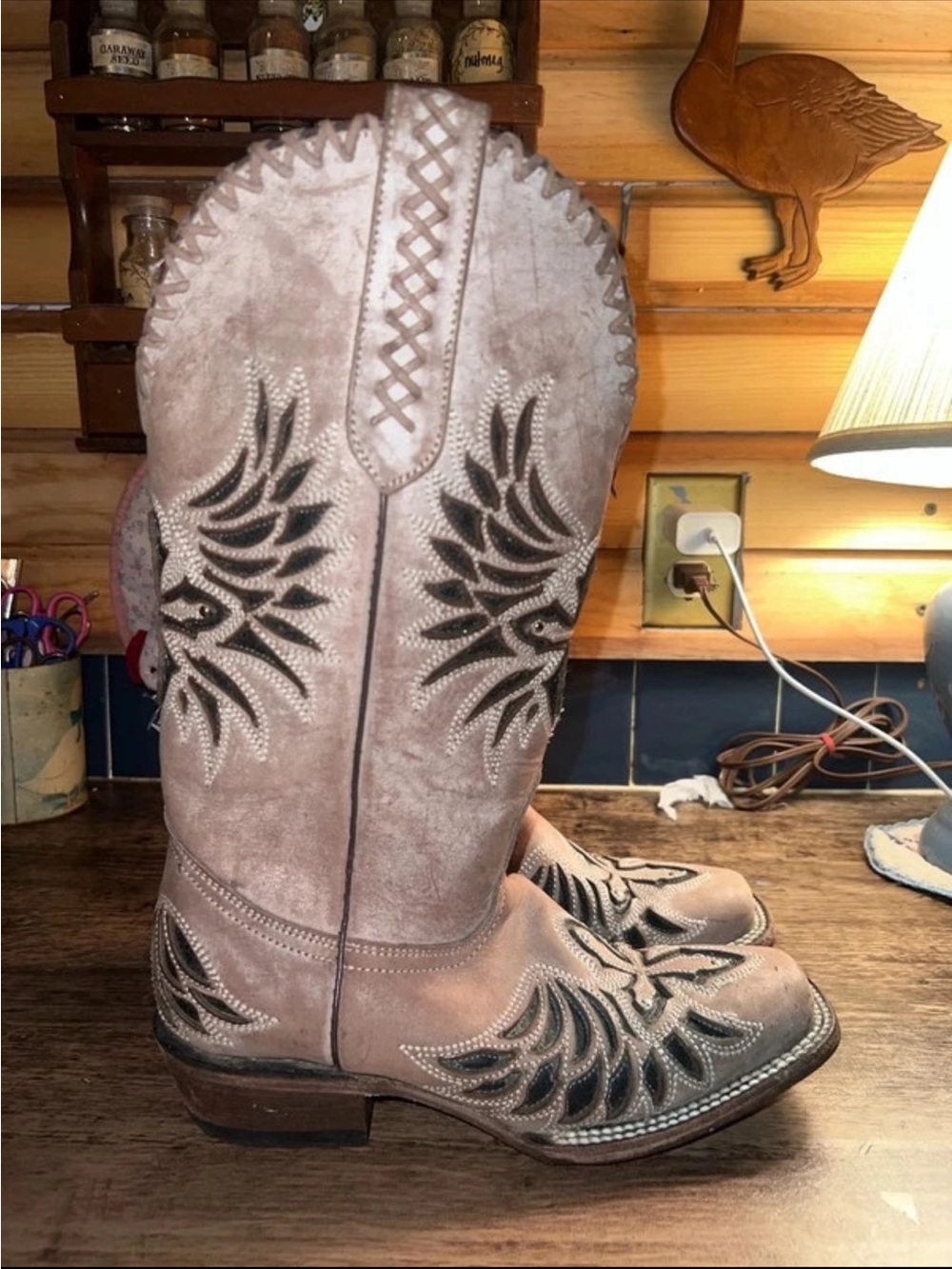J.B. Dillon leather Western Embroidered Boots